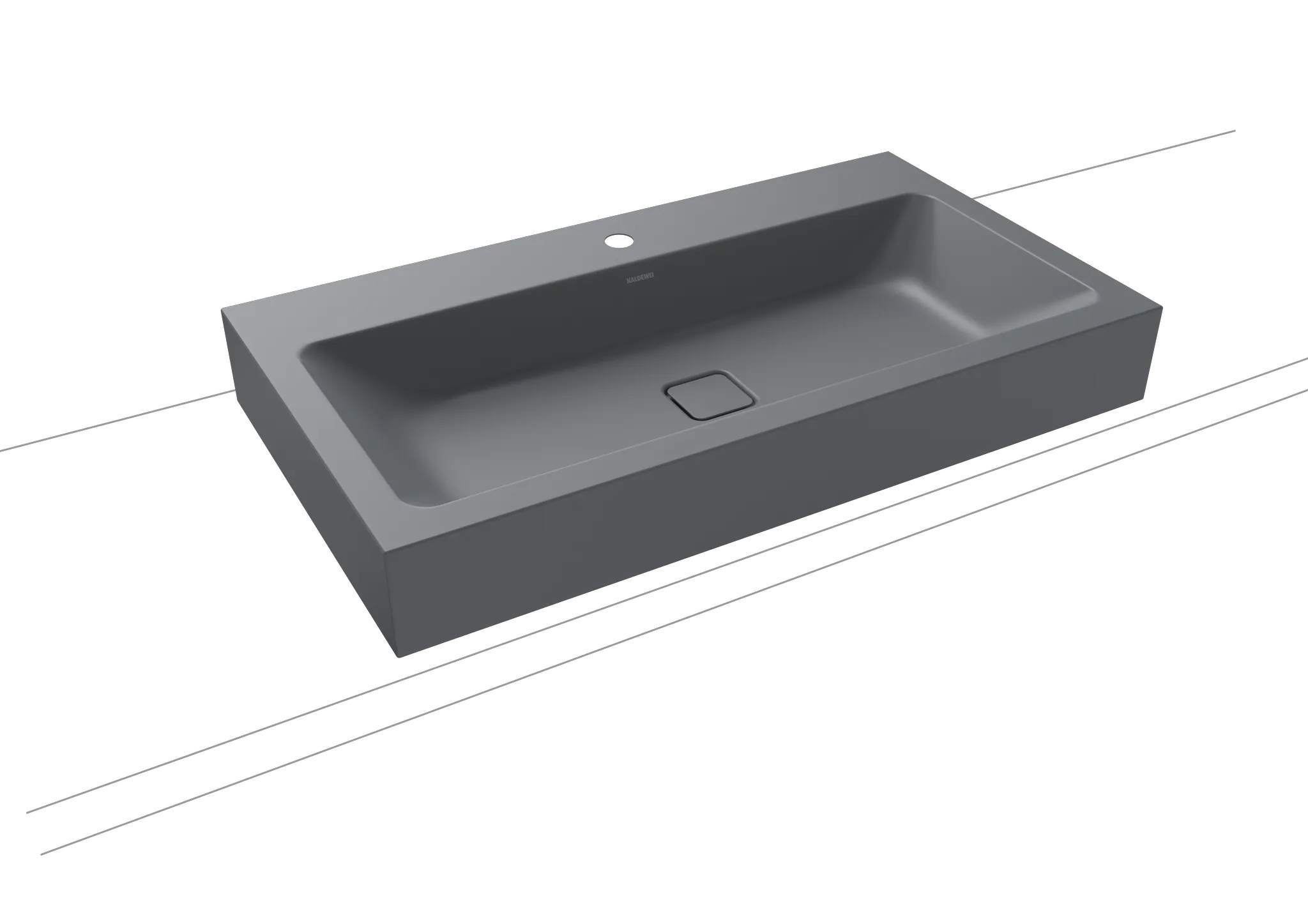 Aufsatzwaschtisch „Cono“ 90 × 50 cm, ohne Überlauf, mittig, mit Hahnlochbohrung in cool grey 70 mit Perl-Effekt