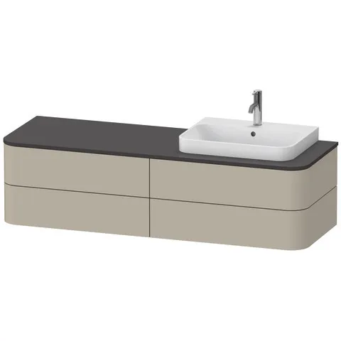 Duravit Waschtischunterschrank wandhängend „Happy D.2 Plus“ 160 × 40,8 × 55 cm, rechts Becken: rechts / Beleuchtung: ohne / Front- & Korpusfarbe: Taupe Seidenmatt / Größe: 160 × 55 × 40,8 cm / Oberfläche: Lack / Schubladen: 4 Duravit Waschtischunterschrank wandhängend „Happy D.2 Plus“ 160 × 40,8 × 55 cm, rechts Becken: rechts / Beleuchtung: ohne / Front- & Korpusfarbe: Taupe Seidenmatt / Größe: 160 × 55 × 40,8 cm / Oberfläche: Lack / Schubladen: 4
