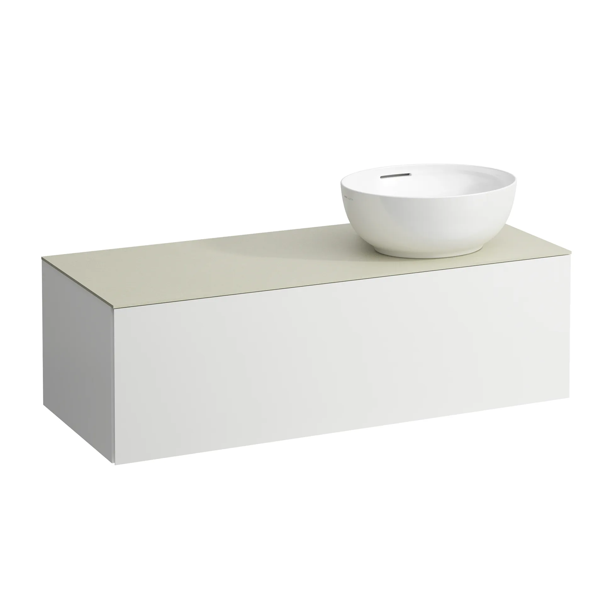 Schubladenelement (Waschtischunterbau+Waschtischplatte) ILBAGNOALESSI 500x1200x370 1 Schublade integrierte versteckte Griffe seitlich Vollauszug Soft-Close Ausschnitt rechts Calce Avorio Top passend zu Waschtisch H818975/6 H818977/8 Weiß matt