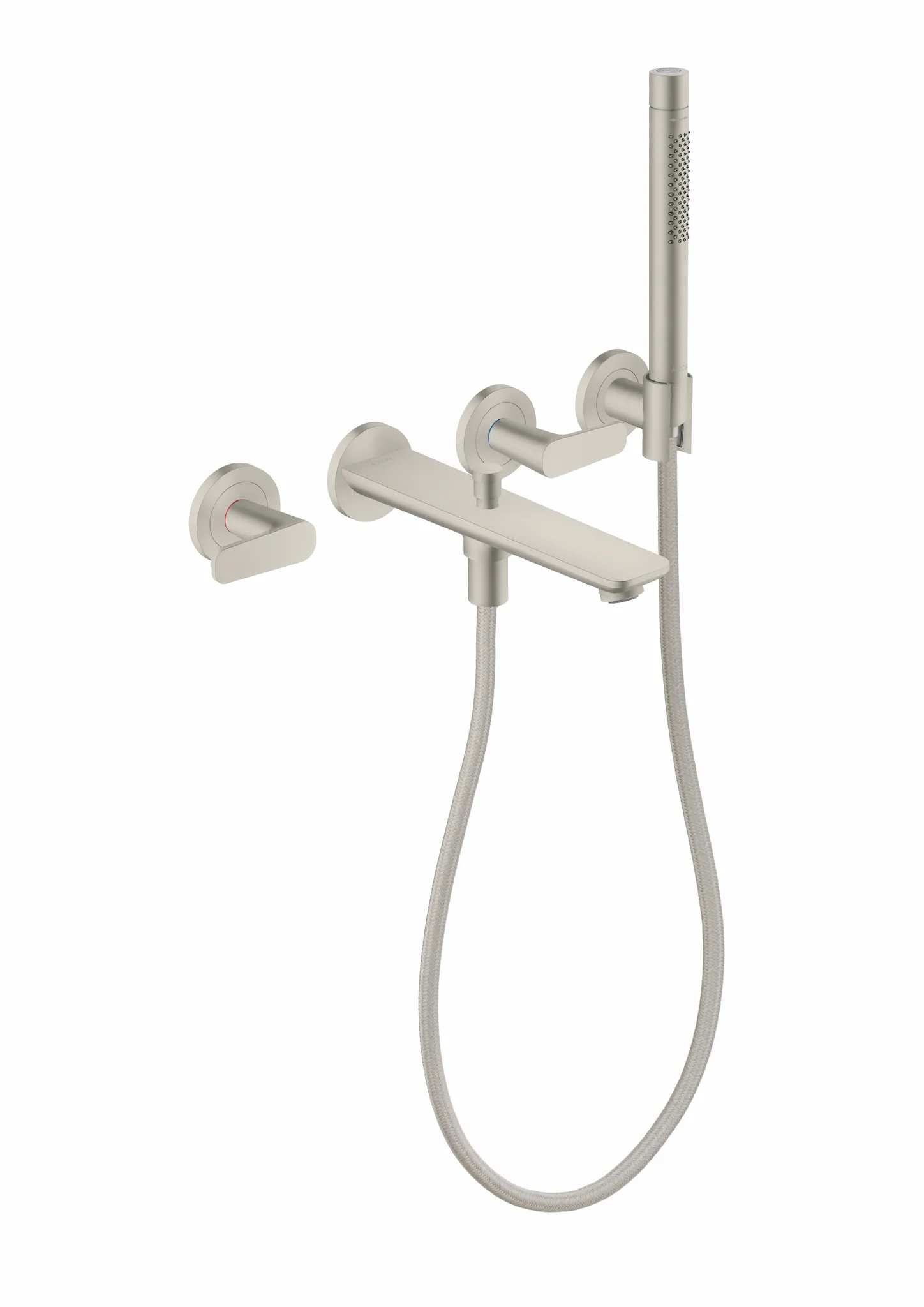 Hansgrohe AXOR Citterio C 3-Loch Wannenarmatur Unterputz mit Handbrause, Edelstahl Optic
