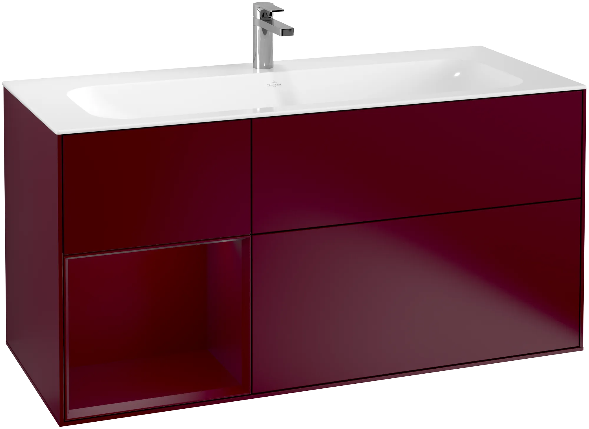 Villeroy & Boch Finion Waschbeckenunterschrank G06, 1196x591x498mm, Eckig, mit Regalelement (beleuchtet), mit LED-Beleuchtung