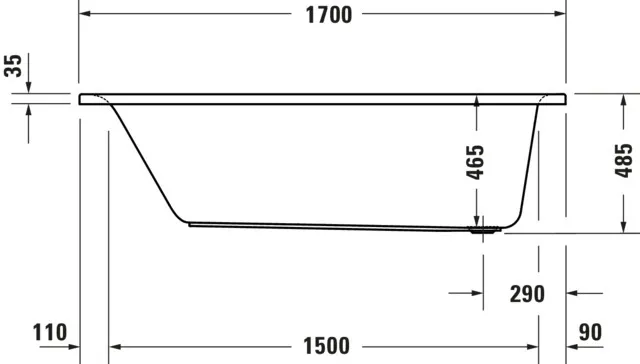 Duravit Badewanne „D-Neo“ rechteck 170 × 70 cm, Fußablauf