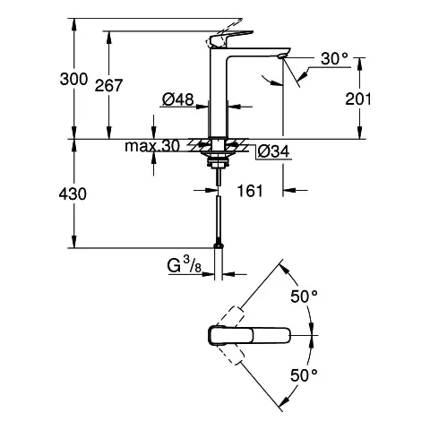 Einhand-Waschtischbatterie Cubeo 101729, XL-Size, glatter Körper, für freistehende Waschschüsseln, chrom Einhand-Waschtischbatterie Cubeo 101729, XL-Size, glatter Körper, für freistehende Waschschüsseln, chrom