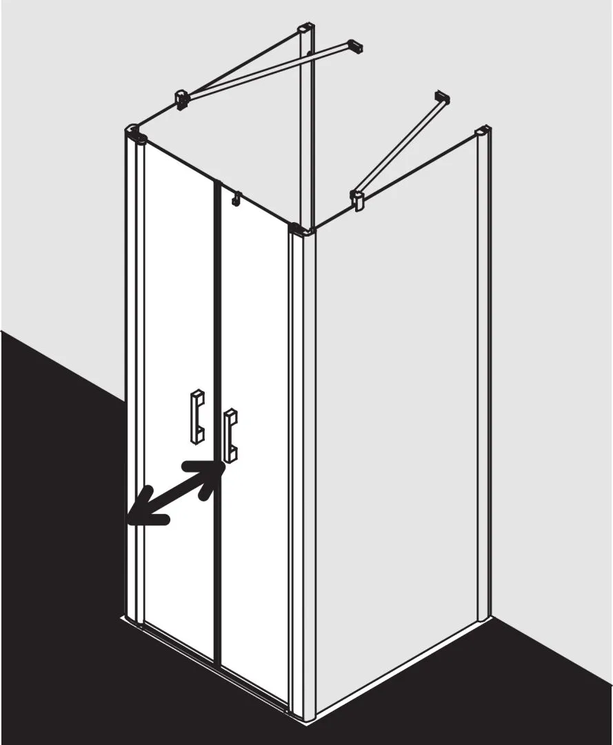 Kermi Duschdesign Pendeltür für Nische und Ecke „PEGA“ für Ecke / Nische Glas Klar, Profile Silber Hochglanz, BV: 1150 - 1200 mm GAK: 1150 - 1175 mm WE: 1150 - 1200 mm H: 2000 mm