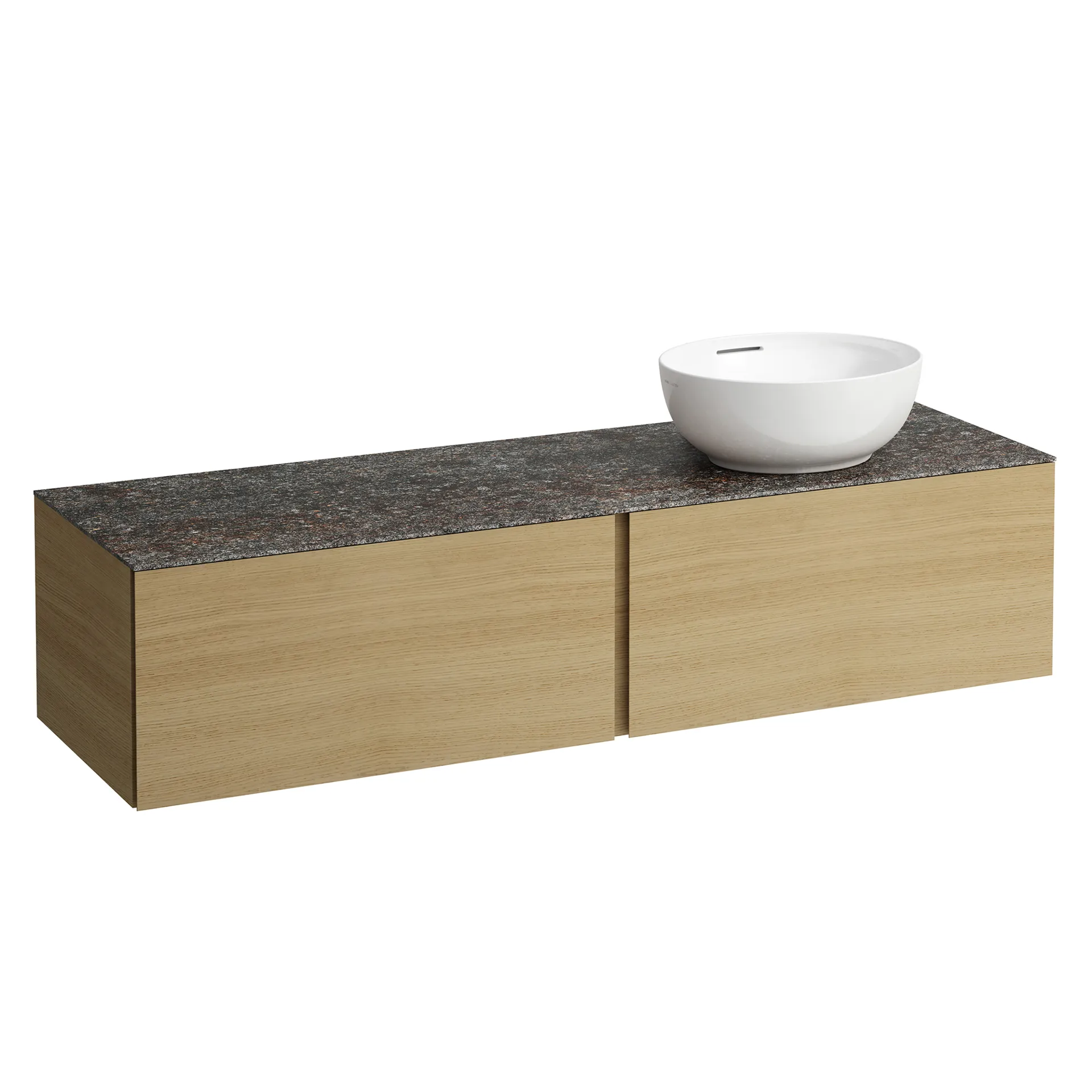 Laufen Waschtischunterschrank „Ilbagnoalessi“ 1600 × 370 × 500 mm Eiche hell, mit Hahnlochbohrung, Becken rechts Laufen Waschtischunterschrank „Ilbagnoalessi“ 1600 × 370 × 500 mm Eiche hell, mit Hahnlochbohrung, Becken rechts