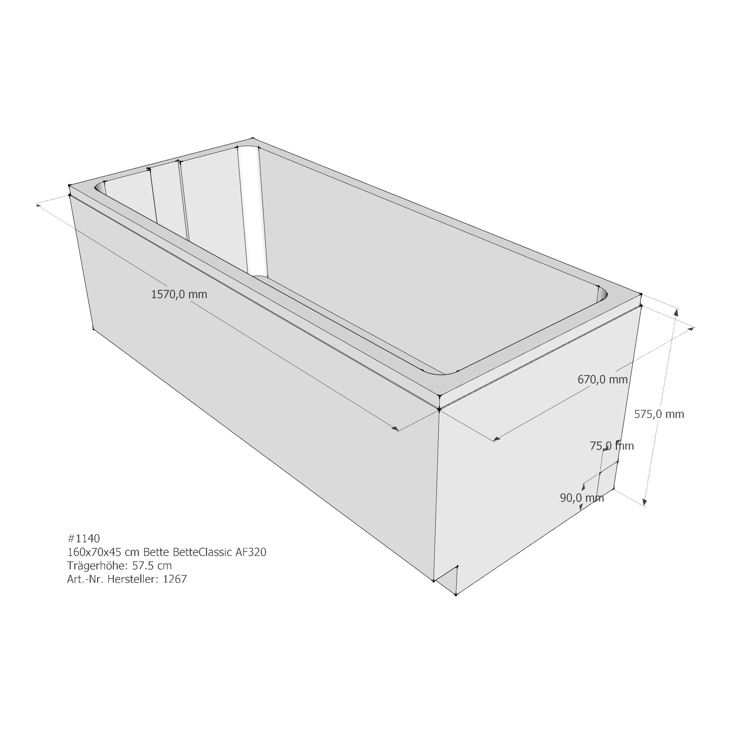 Badewannenträger für Bette Classic 160 × 70 × 45 cm Badewannenträger für Bette Classic 160 × 70 × 45 cm