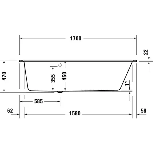 Badundu Badewanne trapez 1700 × 1300 mm, Mittelablauf