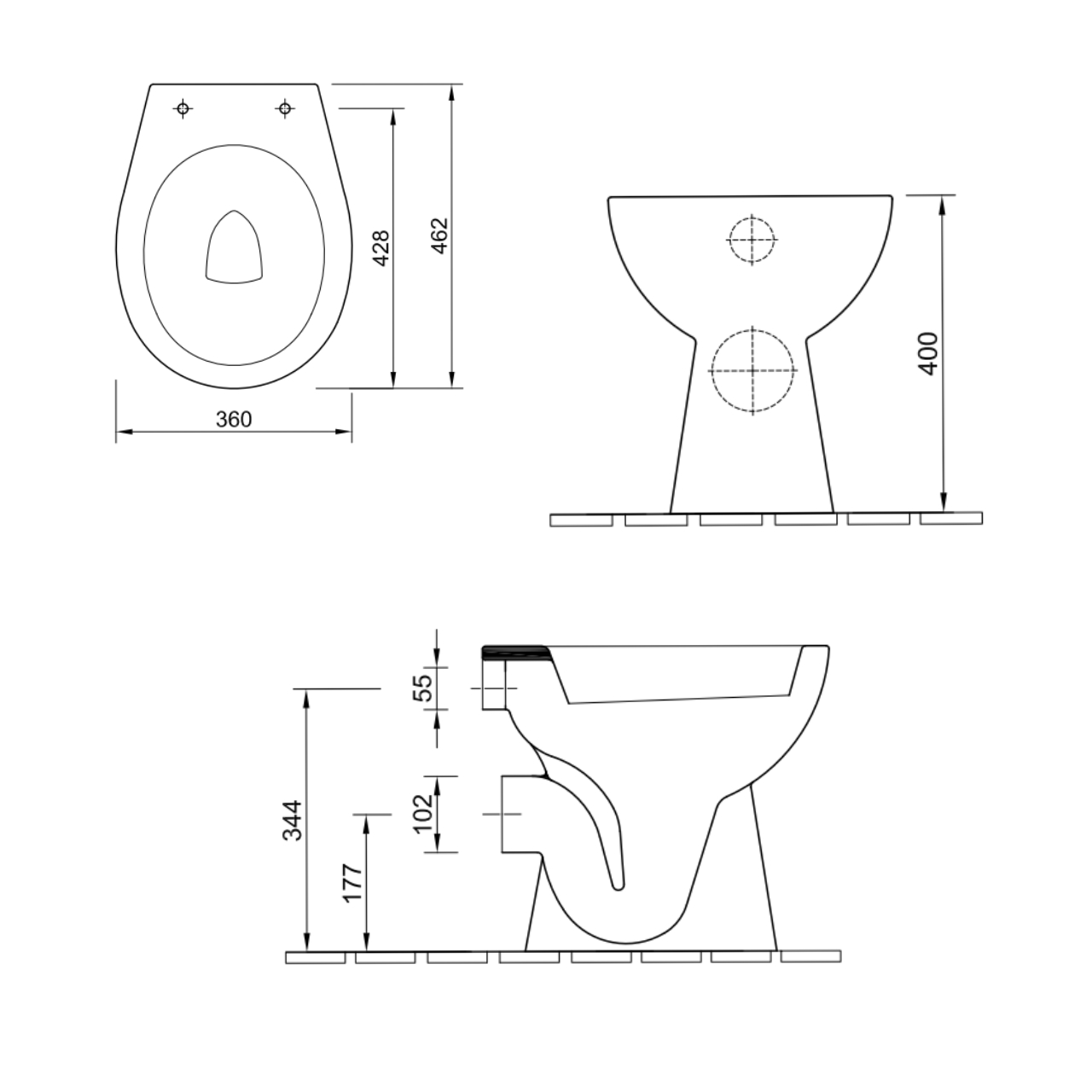 Stand-Tiefspül-WC 35,8 × 40 × 46,2 cm Stand-Tiefspül-WC 35,8 × 40 × 46,2 cm