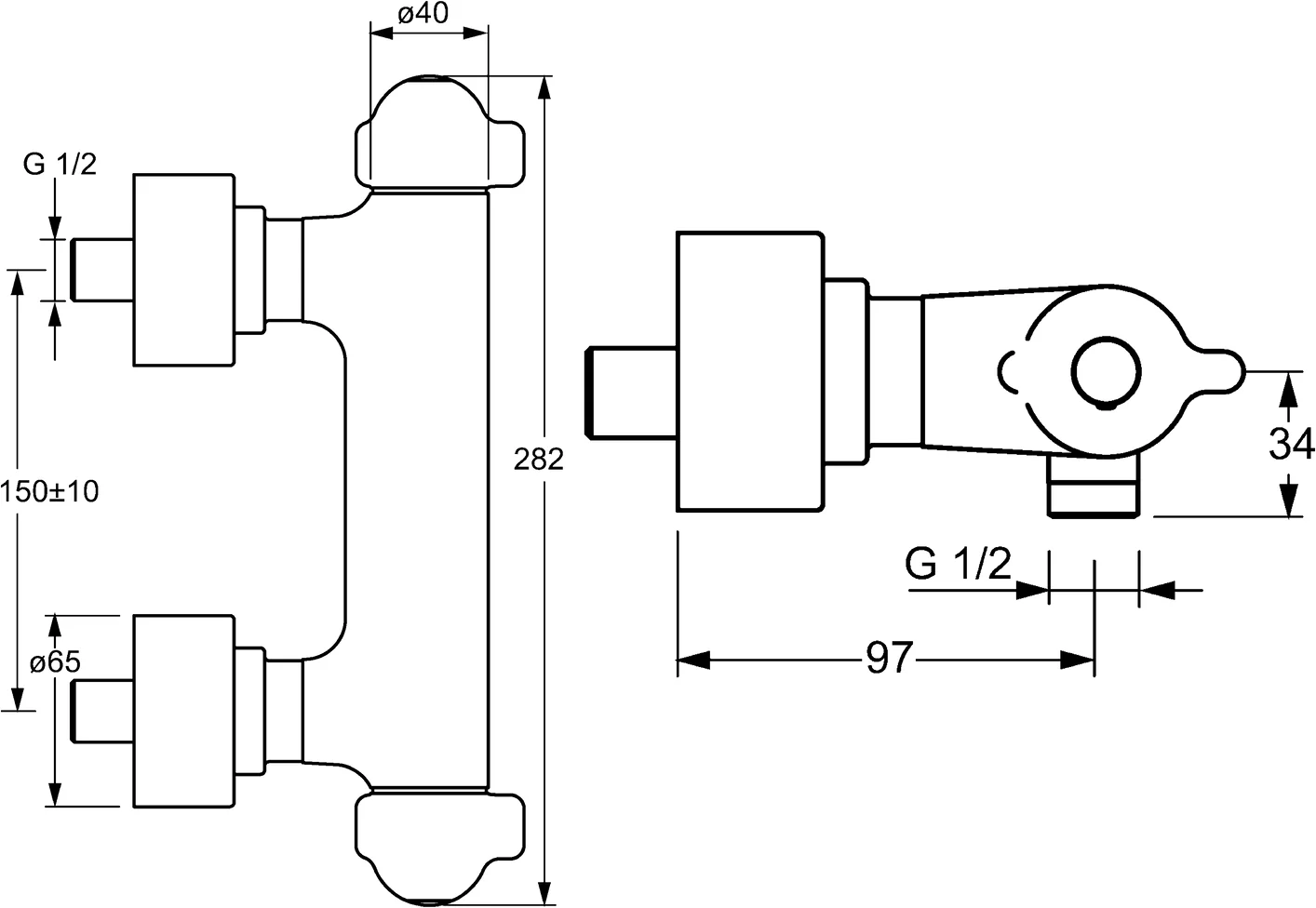 HansaMEDIPRO Duscharmatur Wandmontage Thermostat Chrom DN15 HansaMEDIPRO Duscharmatur Wandmontage Thermostat Chrom DN15