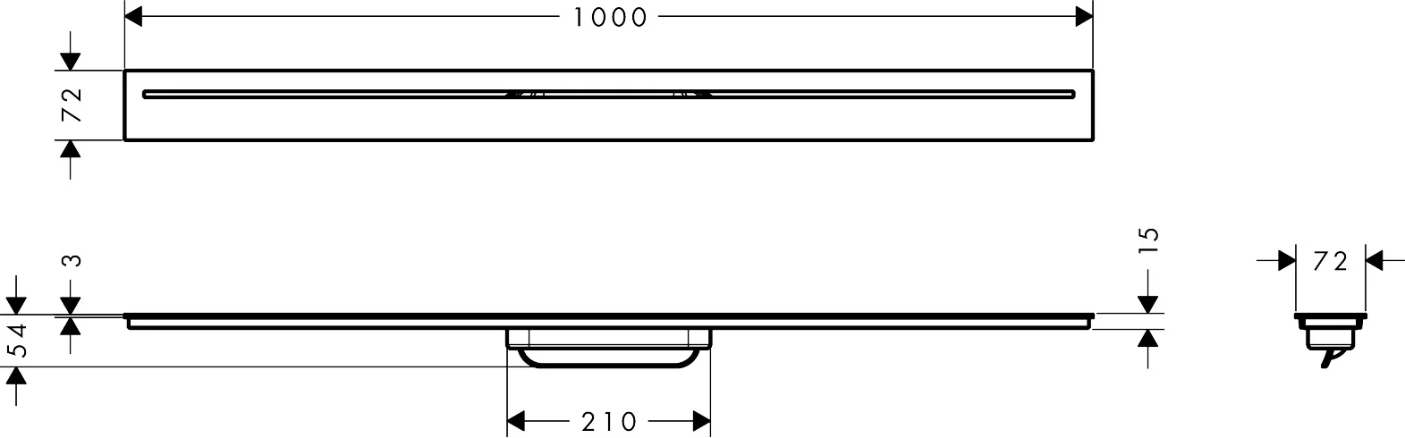 Hansgrohe AXOR Drain Fertigset Duschrinne, Chrom, 1000 mm, höhenverstellbar bis 18 mm Fliesenstärke
