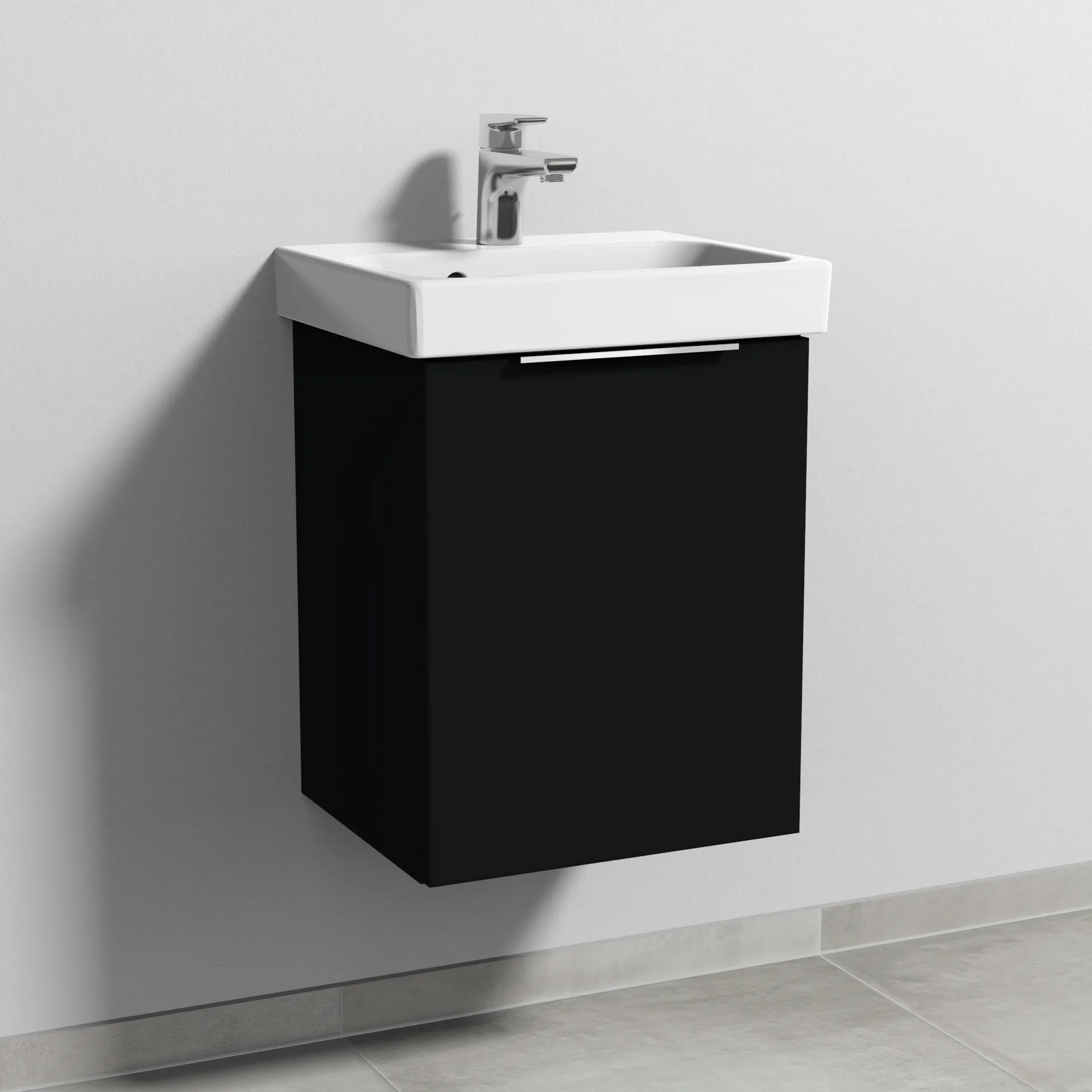 Sanipa Waschtischunterschrank „3way“ 410 × 517 × 353 mm in Schwarz (matt), Anschlag rechts