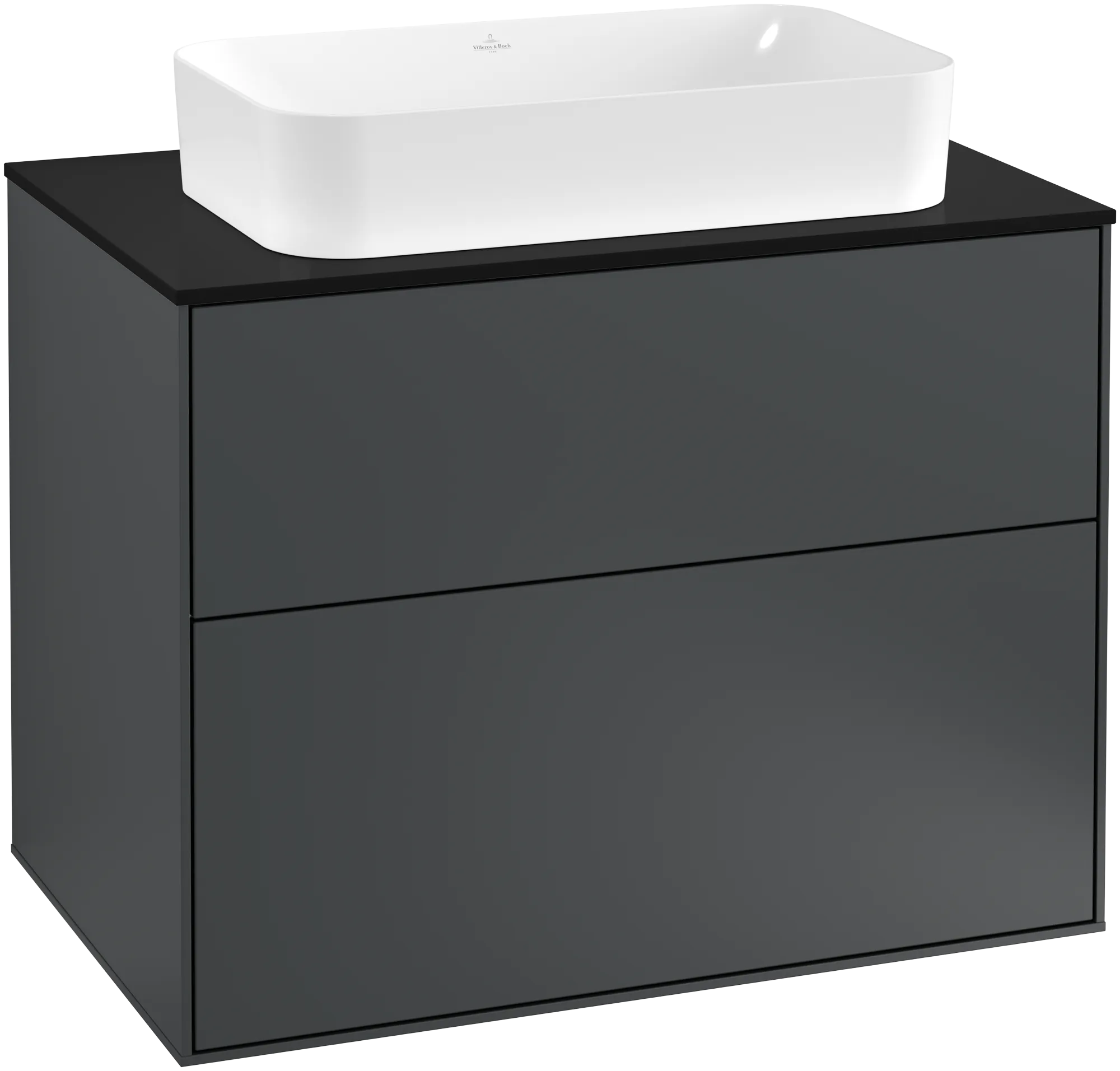Villeroy & Boch Finion Waschbeckenunterschrank F22, 800 x 603 x 501 mm, Midnight Blue Matt Lacquer / Glass Black Matt Villeroy & Boch Finion Waschbeckenunterschrank F22, 800 x 603 x 501 mm, Midnight Blue Matt Lacquer / Glass Black Matt