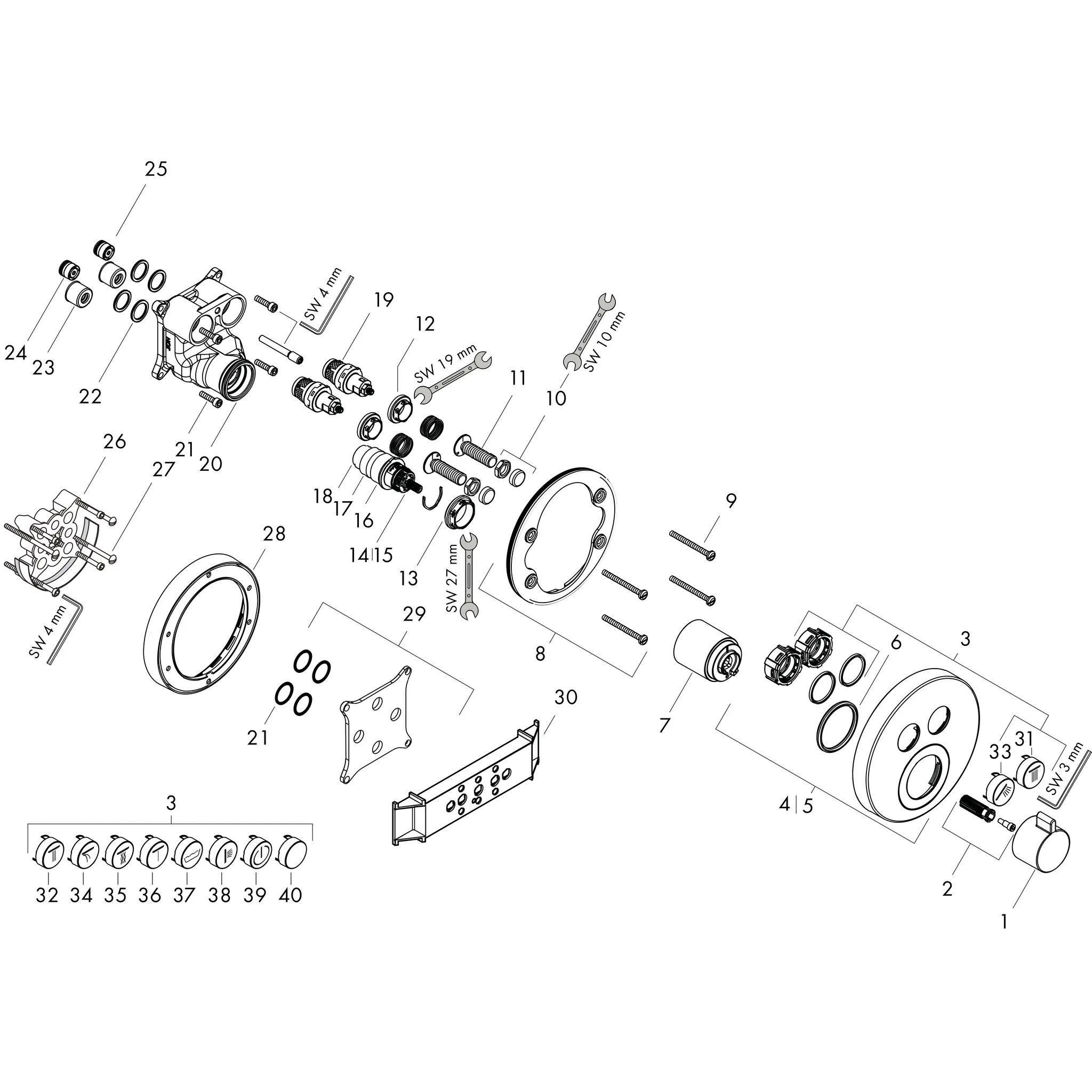 Thermostat Unterputz ShowerSelect S Fertigset 2 Verbraucher chrom Thermostat Unterputz ShowerSelect S Fertigset 2 Verbraucher chrom