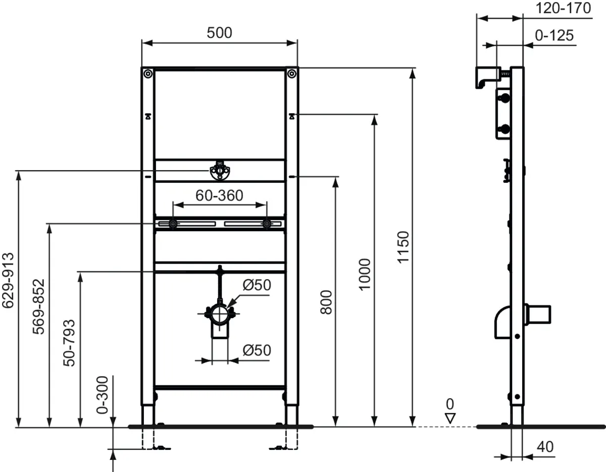 Ideal Standard Vorwand-/Einbauelement für Urinal „ProSys“ 115 × 50 × 12 cm Ideal Standard Vorwand-/Einbauelement für Urinal „ProSys“ 115 × 50 × 12 cm