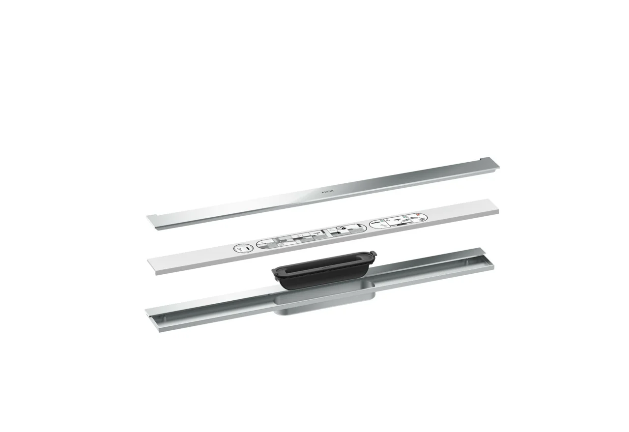 Hansgrohe AXOR Drain Fertigset Duschrinne 700 mm wandangebunden Chrom Edelstahl V2A 1.4301 bis 18 mm Fliesenstärke