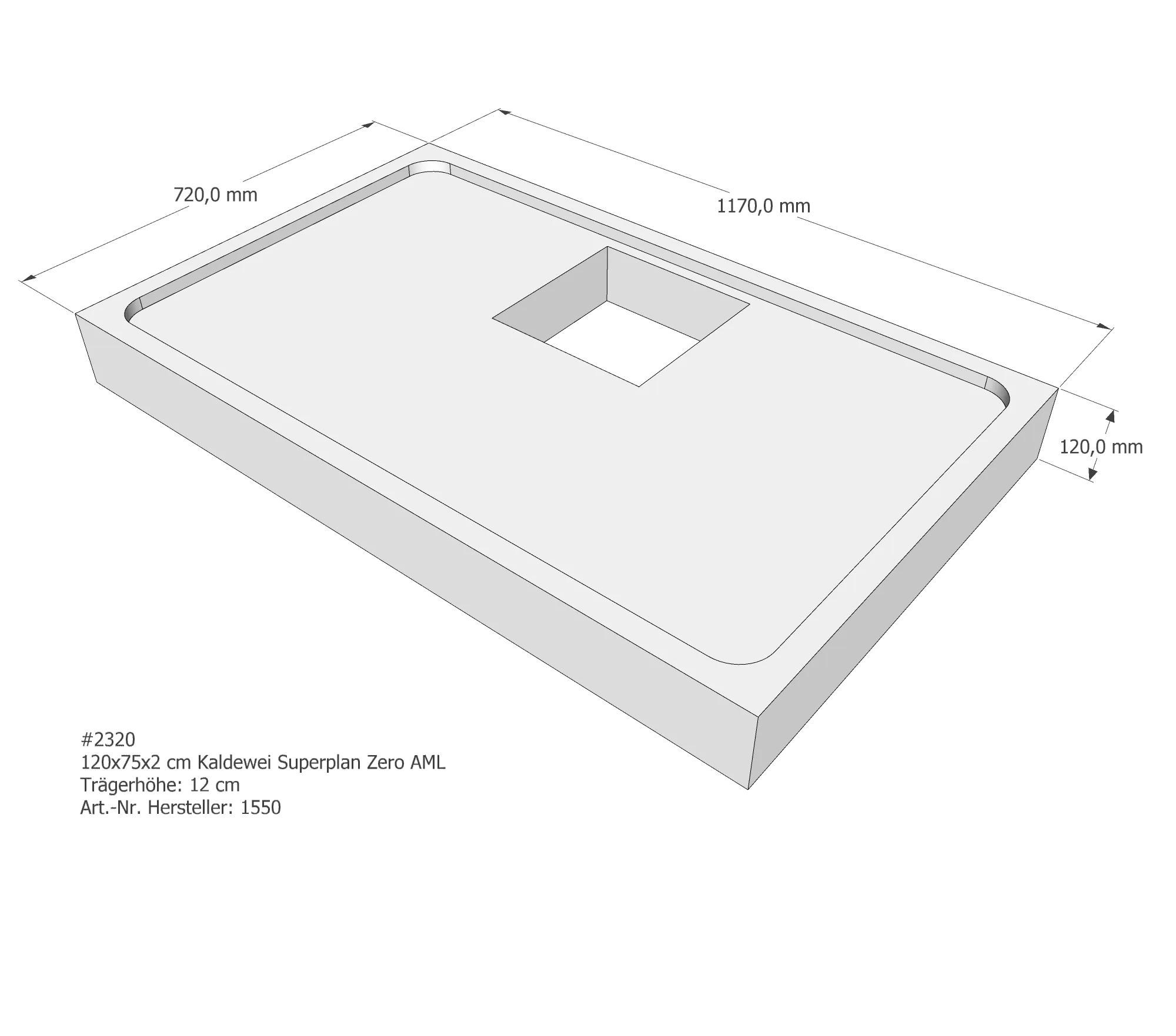 Duschwannenträger für Kaldewei Superplan Zero 120 × 75 × 2 cm Breite: 75 cm / Länge: 120 cm Duschwannenträger für Kaldewei Superplan Zero 120 × 75 × 2 cm Breite: 75 cm / Länge: 120 cm