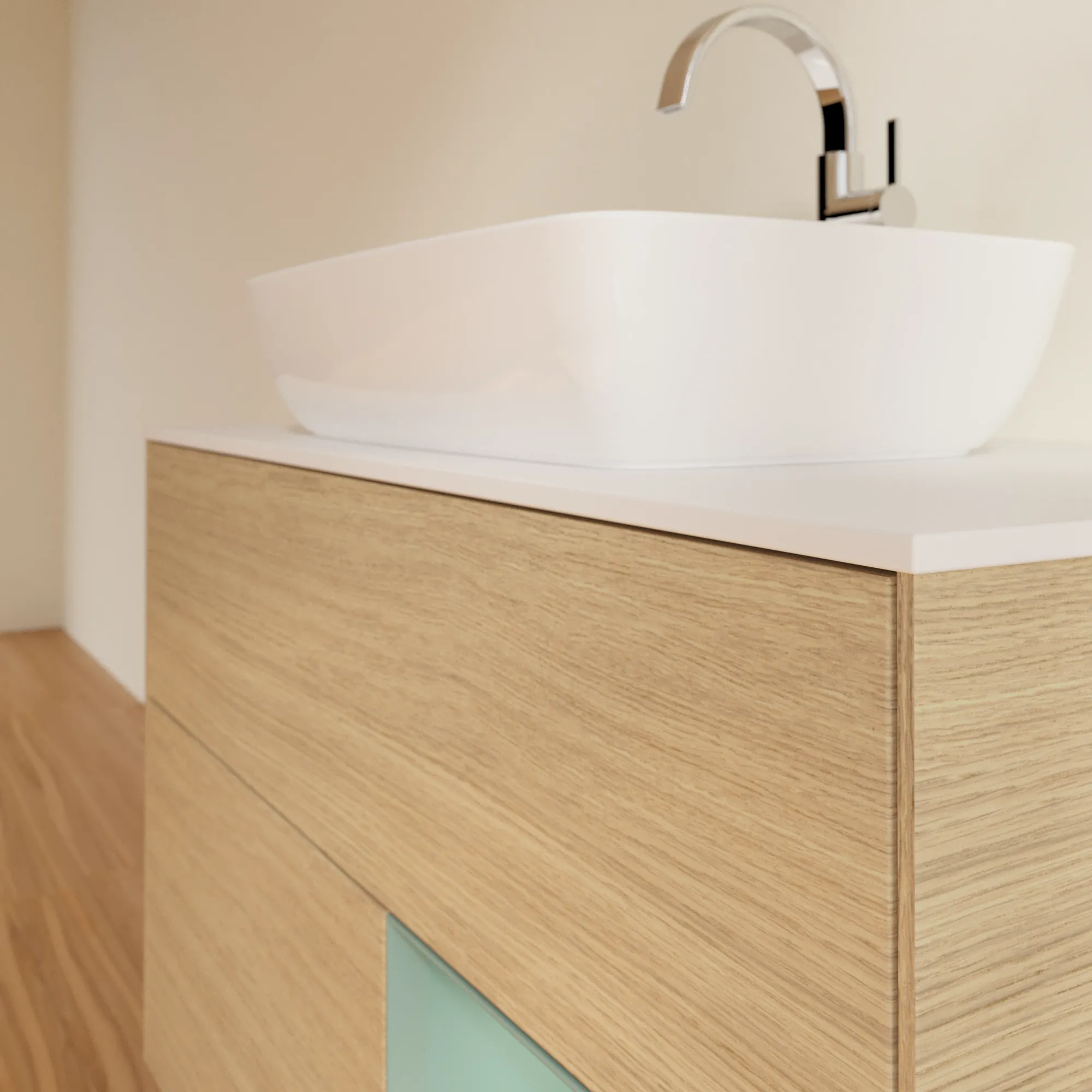 Villeroy & Boch Waschtischunterschrank „Finion“ für Schrankwaschtisch 1000 × 603 × 501 mm Oak Veneer, für Becken mittig, mit Hahnlochbohrung Villeroy & Boch Waschtischunterschrank „Finion“ für Schrankwaschtisch 1000 × 603 × 501 mm Oak Veneer, für Becken mittig, mit Hahnlochbohrung