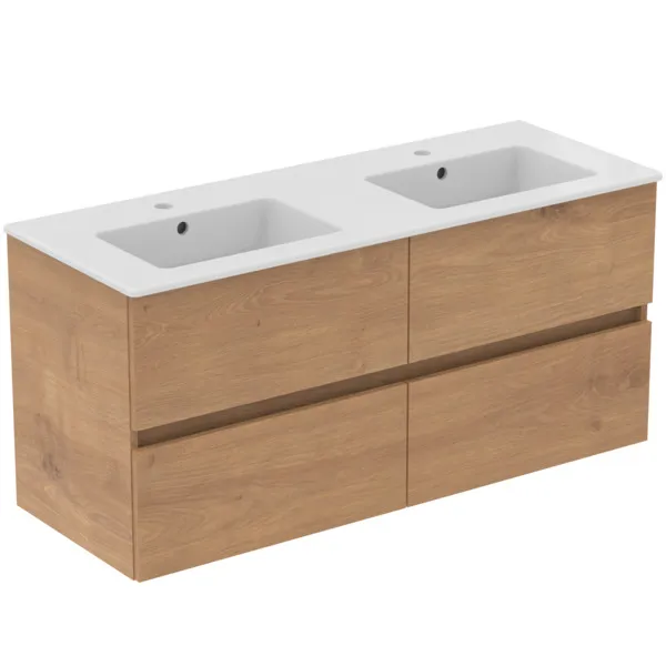 Möbelpaket Eurovit+ mit Waschtisch 121cm Weiß und Unterschrank 120cm 4 Auszüge Hochglanz grau lackiert