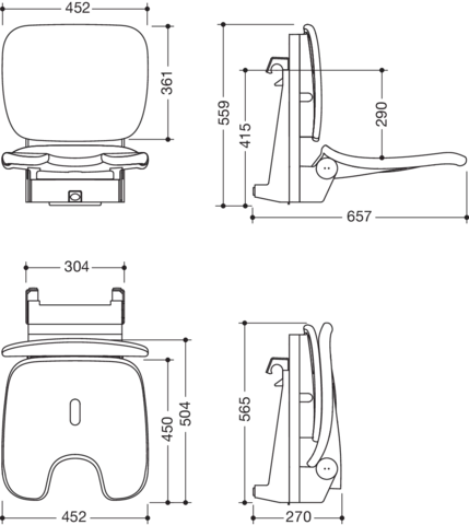 Einhängesitz „Serie 802 LifeSystem“ in Signalweiß glänzend / Signalweiß matt