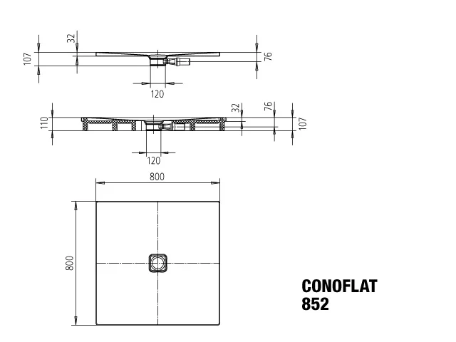 Kaldewei CONOFLAT Duschfläche, alpinweiß, 800x800 mm, bodengleich, 23 mm tief