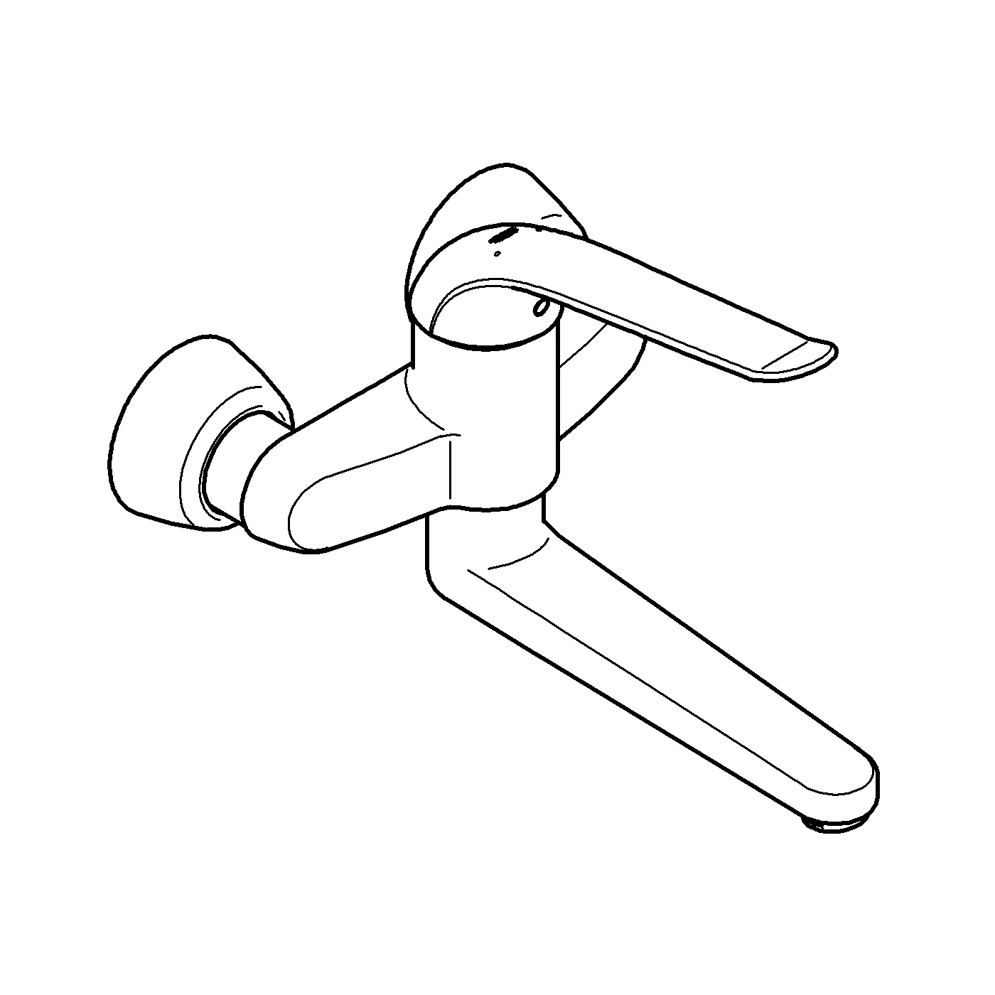 Einhand-Waschtischbatterie Euroeco Special 32773, Wandmontage, Ausladung 257 mm, 46 mm Keramikkartusche, Hebellänge 170 mm, chrom