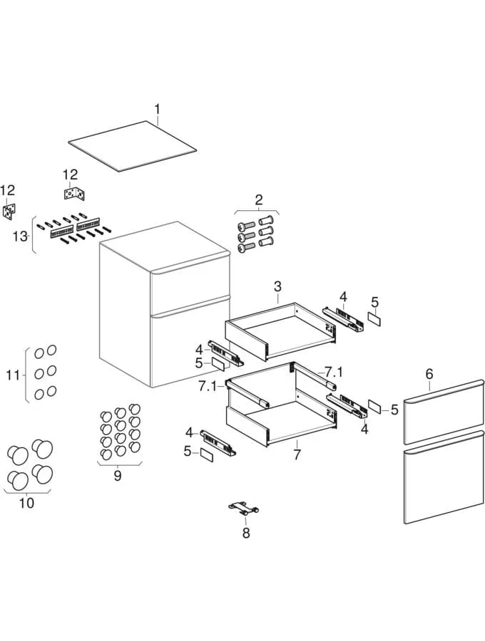 Smyle Square Seitenschrank mit zwei Schubladen: 45x60x47cm, weiß Smyle Square Seitenschrank mit zwei Schubladen: 45x60x47cm, weiß