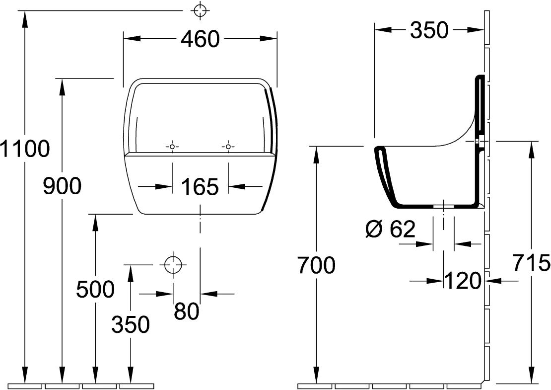 Villeroy & Boch O.novo Ausgussbecken 691201, 450x350mm, Rechteck, HL., Weiß Alpin
