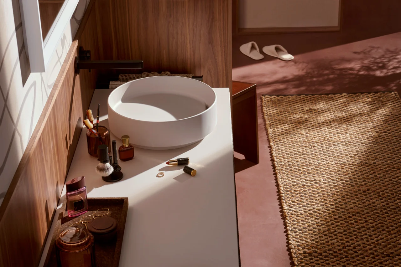 Hansgrohe Aufsatzwaschtisch Xuniva Evo S, Sandbeige Matt, 400x400x120 mm, Beckeninnenhöhe 65 mm
