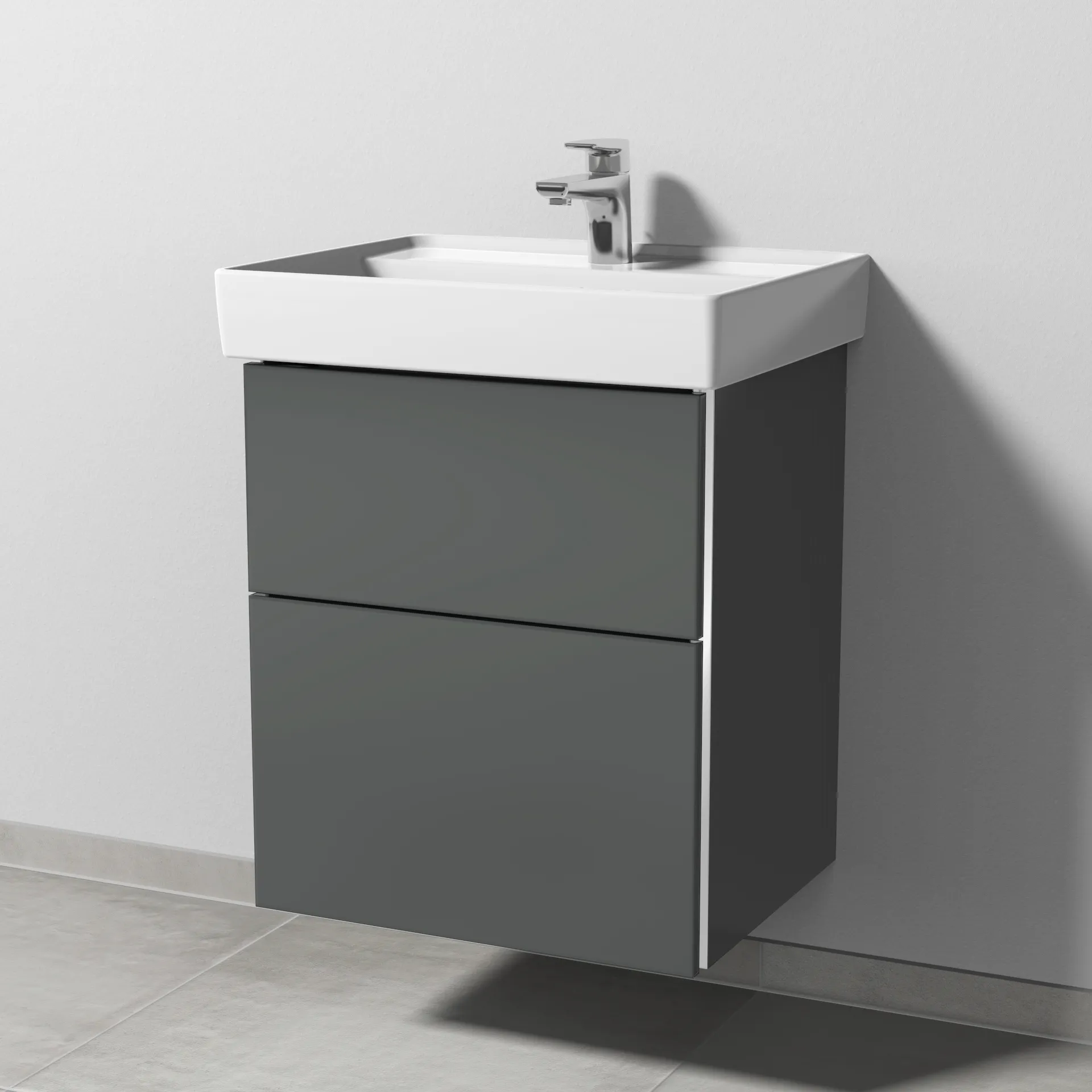 Sanipa Waschtischunterschrank „3way“ passend zu Keramik-Waschtische Collaro von Villeroy &Boch 500 × 588 × 417 mm in Anthrazit (glanz) Sanipa Waschtischunterschrank „3way“ passend zu Keramik-Waschtische Collaro von Villeroy &Boch 500 × 588 × 417 mm in Anthrazit (glanz)