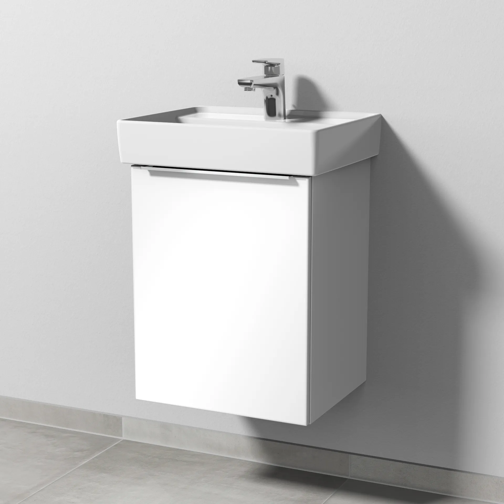 Sanipa Waschtischunterschrank „3way“ passend zu Keramik-Waschtische Collaro von Villeroy & Boch 400 × 517 × 347 mm in Weiß (glanz), Anschlag links