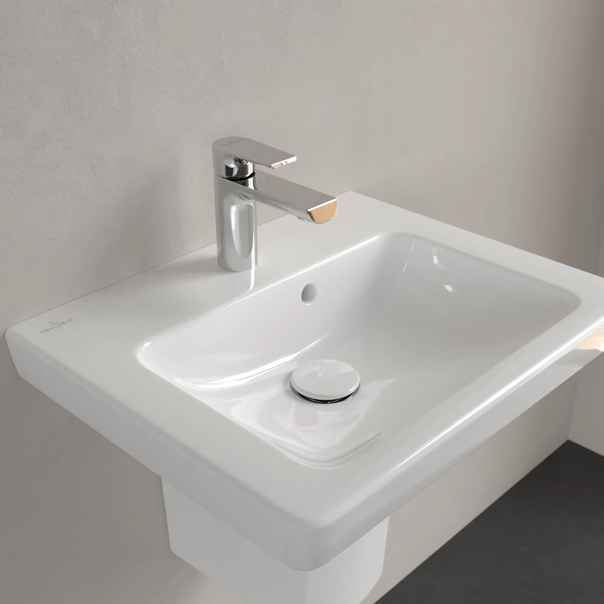 Villeroy & Boch Handwaschbecken „Subway 2.0“ 500 × 400 × 140 mm, mit Hahnlochbohrung, Hahnlochposition mittig, mit Hahnlochbank in Weiß Alpin Villeroy & Boch Handwaschbecken „Subway 2.0“ 500 × 400 × 140 mm, mit Hahnlochbohrung, Hahnlochposition mittig, mit Hahnlochbank in Weiß Alpin