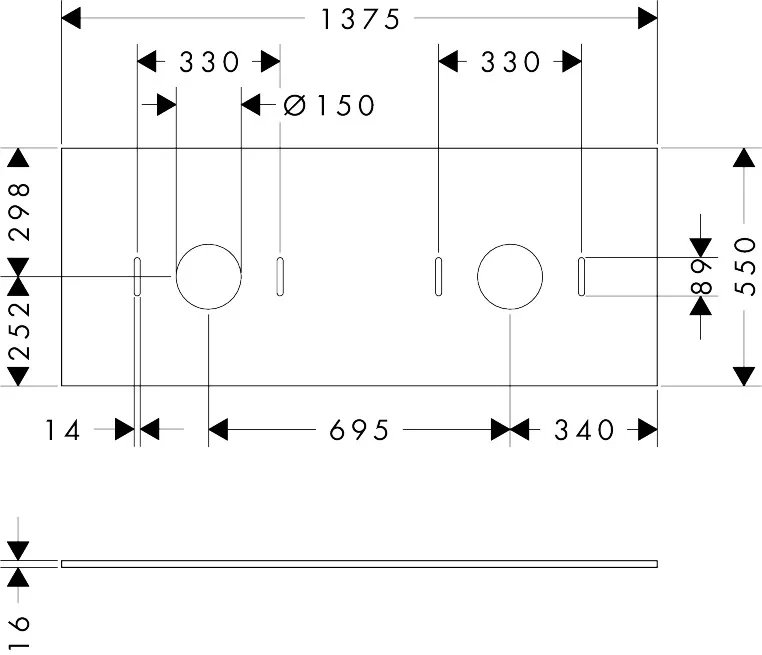 Xilesa E Konsole 1375/550 mit 2 Ausschnitten für Ausatzwaschtisch ohne Hahnloch, Eiche Kaschmir Xilesa E Konsole 1375/550 mit 2 Ausschnitten für Ausatzwaschtisch ohne Hahnloch, Eiche Kaschmir