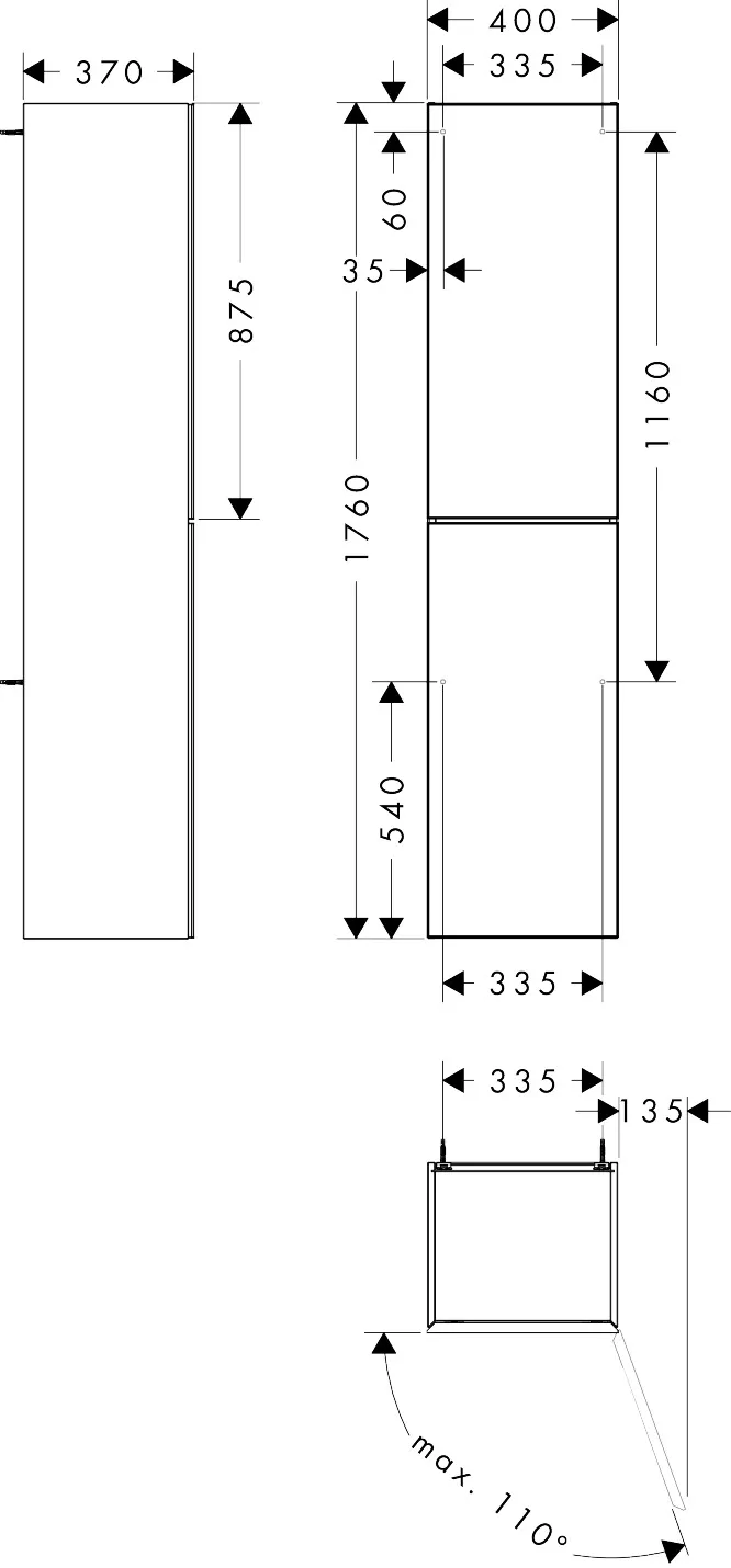 Hansgrohe Xevolos E Hochschrank Mattweiß 400⁄360, Türanschlag rechts Hansgrohe Xevolos E Hochschrank Mattweiß 400⁄360, Türanschlag rechts