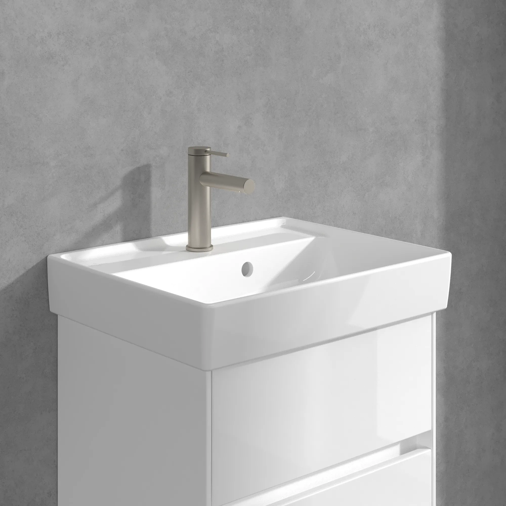 Villeroy & Boch Einhebel-Waschtischarmatur Loop & Friends, Brushed Nickel Matt, 38x145x166 mm, Höhe 166 mm, Wanneneinbaumaß 38x145 mm Villeroy & Boch Einhebel-Waschtischarmatur Loop & Friends, Brushed Nickel Matt, 38x145x166 mm, Höhe 166 mm, Wanneneinbaumaß 38x145 mm