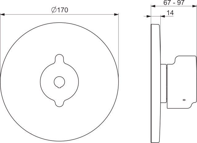 Fertigmontageset für Brausebatterie CLINICA 8860 Rosette rund Chrom
