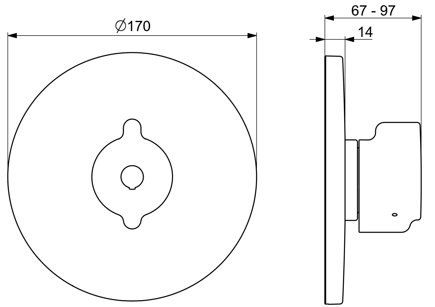 HansaCLINICA Duscharmatur Hansaclinica 2018 Fertigmontageset für Brausebatterie 8860 Rosette rund Chrom