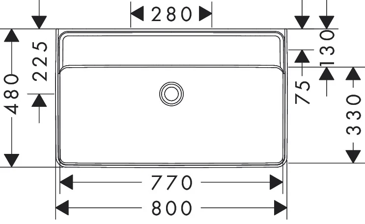 Hansgrohe Xanuia Q Waschtisch 800x480x105 mm, glänzend, Keramik, wandhängend, ohne Hahnloch und Überlauf Hansgrohe Xanuia Q Waschtisch 800x480x105 mm, glänzend, Keramik, wandhängend, ohne Hahnloch und Überlauf