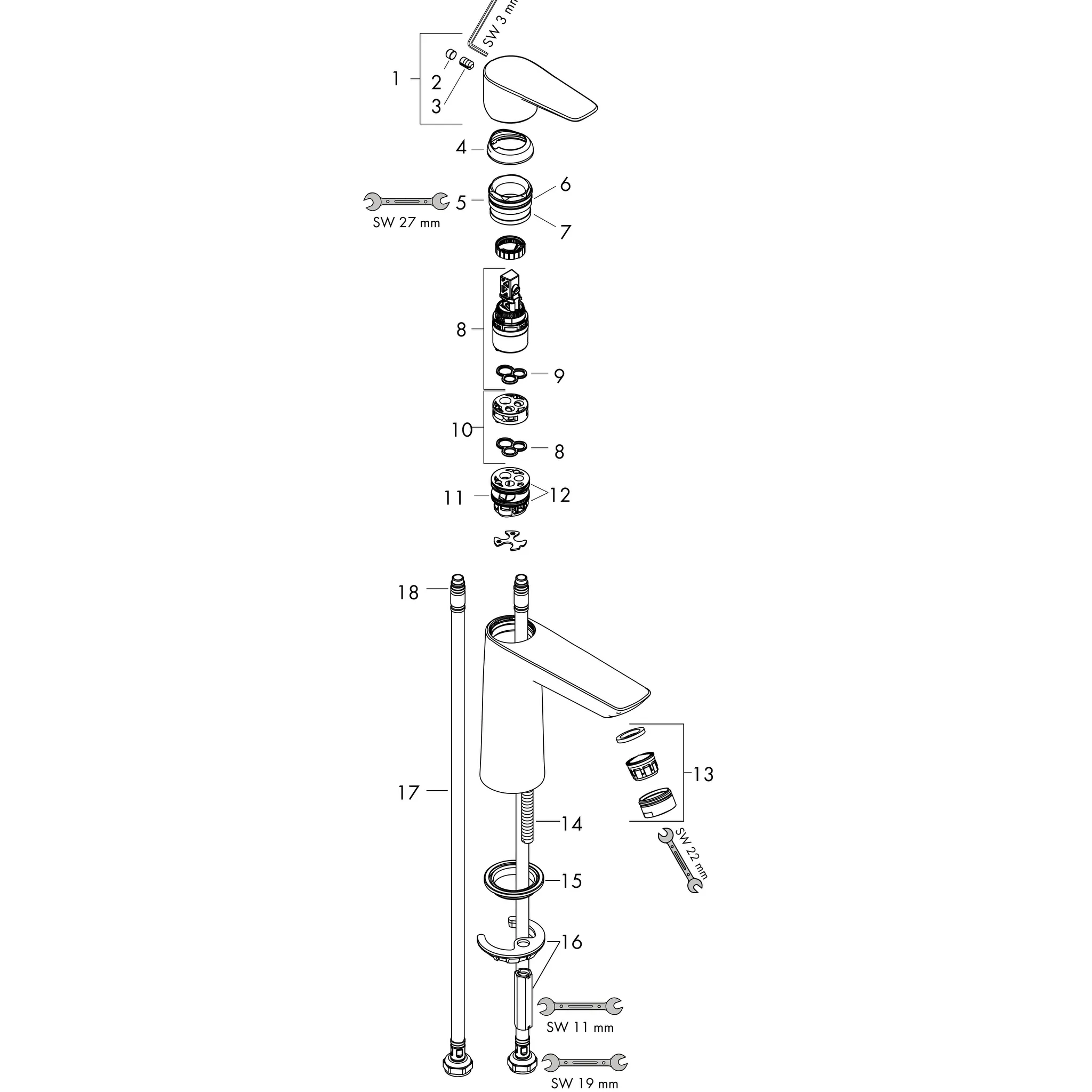 Waschtischmischer 110 Talis E mit Push-Open Ablaufgarnitur chrom