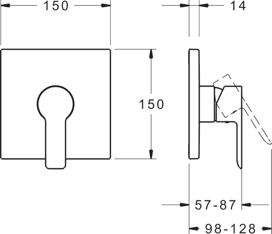 Einhebelmischer Fertigmontageset für Brausebatterie LIGNA 8387 Rosette eckig Chrom