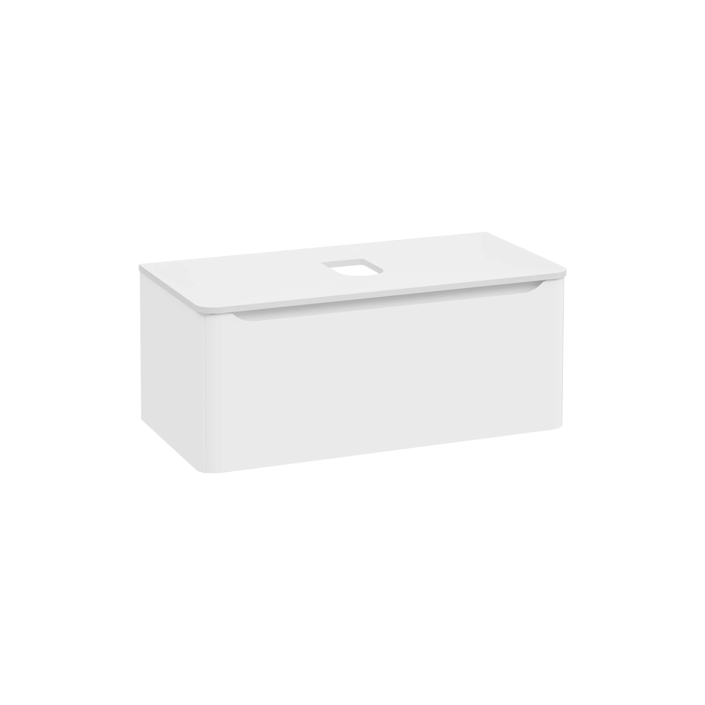 New Integra Round Waschtischunterschrank für Aufsatzwaschtisch mit 1 Vollauszug 100 x 52 x 42 cm (BxTxH) Weiß Matt