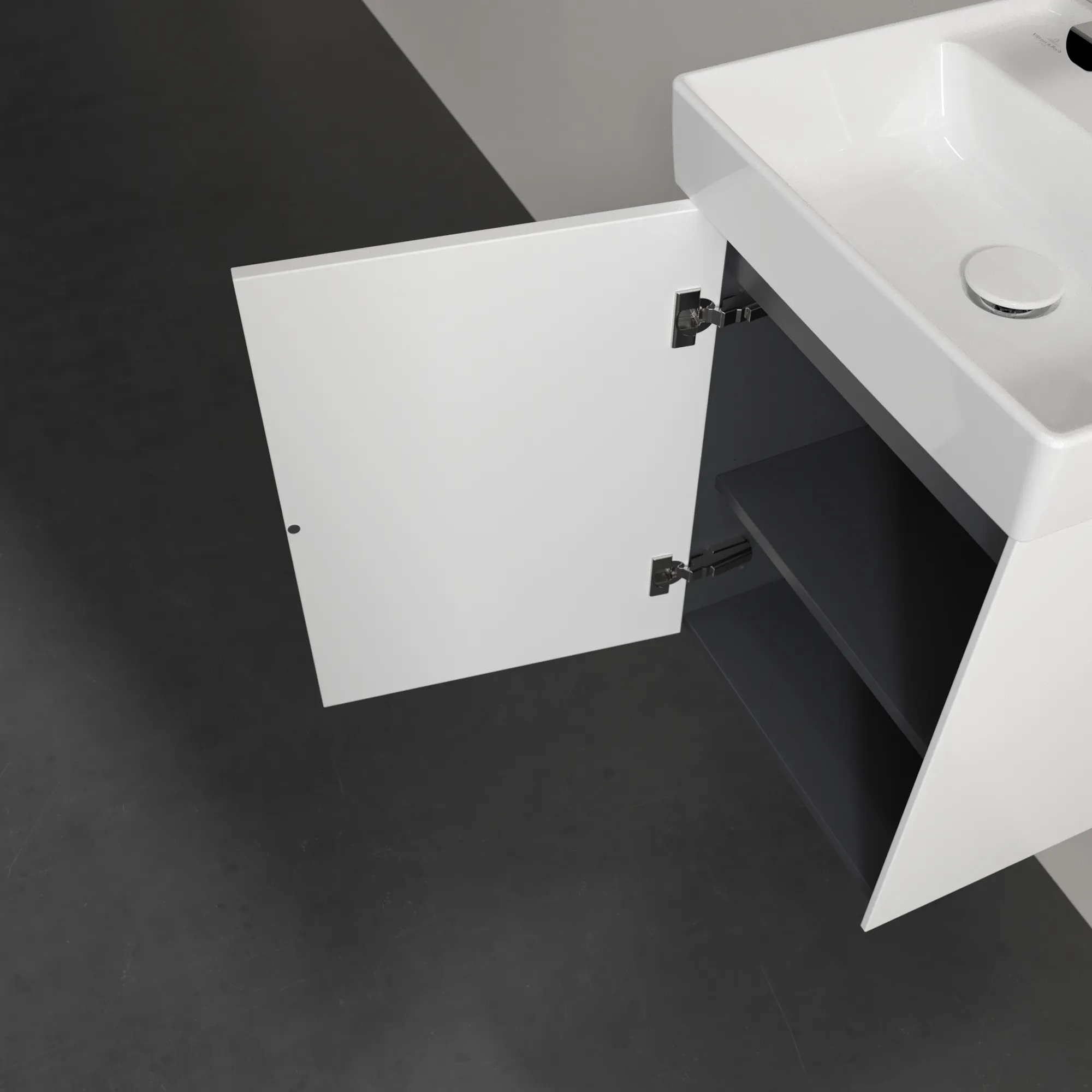 Villeroy & Boch Waschbeckenunterschrank Collaro C00500, Eckig White Matt, 410x344 mm, Höhe 546 mm, mit SoftClosing, 1 Tür, 1 Fachboden