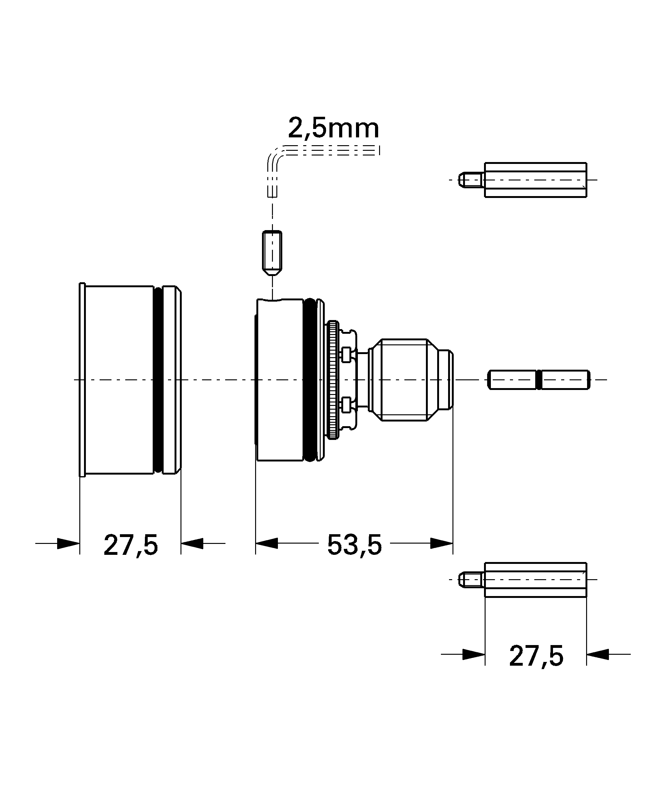 Verlängerungsset 47328, 27,5 mm, für Thermostat-Batterien