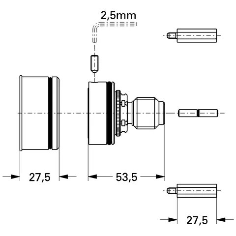 Verlängerungsset 47328, 27,5 mm, für Thermostat-Batterien Verlängerungsset 47328, 27,5 mm, für Thermostat-Batterien