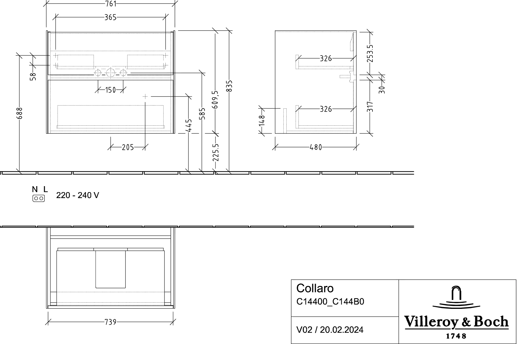 Villeroy & Boch Collaro Waschbeckenunterschrank Glossy White Villeroy & Boch Collaro Waschbeckenunterschrank Glossy White