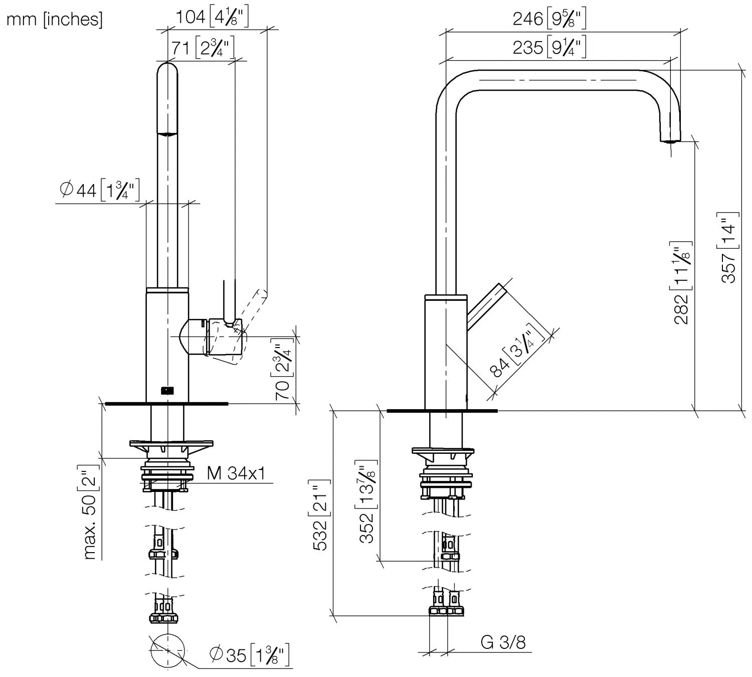 Einhebelmischer für Spül-/ Profibrause META SQUARE Chrom 33826861