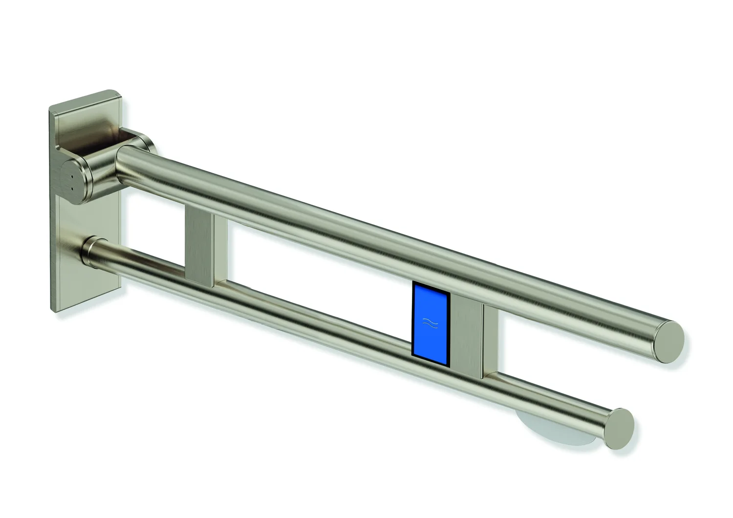 HEWI Mobiler Stützklappgriff Duo, Design A, Edelstahl PVD, links