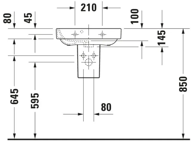 Wandwaschtisch „Happy D.2“, mit Überlauf, Hahnlochposition mittig Wandwaschtisch „Happy D.2“, mit Überlauf, Hahnlochposition mittig
