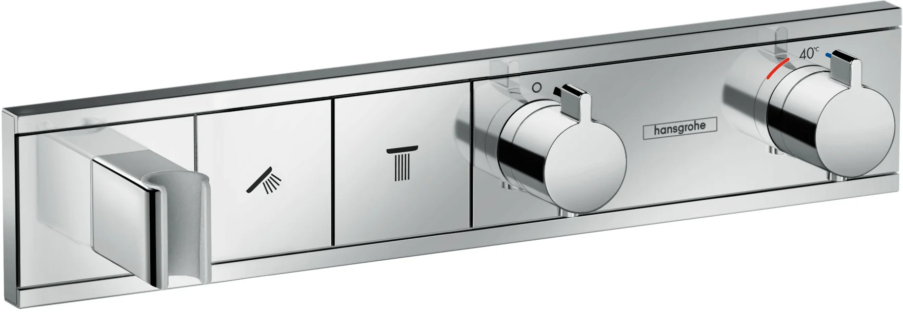 Hansgrohe RainSelect Thermostat Unterputzset mit Brausehalter, Chrom, 2 Verbraucher, max. Durchfluss 38 l/min, einstellbare Temperaturbegrenzung Hansgrohe RainSelect Thermostat Unterputzset mit Brausehalter, Chrom, 2 Verbraucher, max. Durchfluss 38 l/min, einstellbare Temperaturbegrenzung