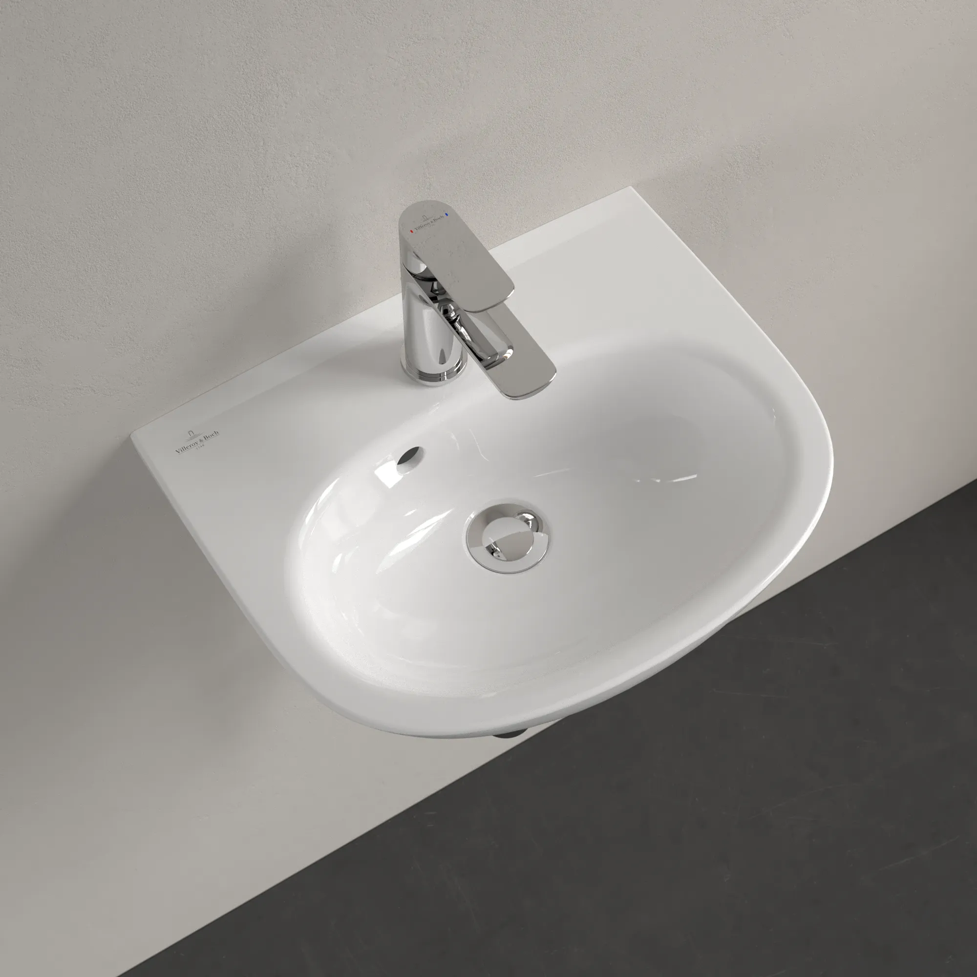 Villeroy & Boch Handwaschbecken „O.novo“ 450 × 360 × 160 mm, für Becken mittig, Hahnlochposition mittig in Weiß Alpin Villeroy & Boch Handwaschbecken „O.novo“ 450 × 360 × 160 mm, für Becken mittig, Hahnlochposition mittig in Weiß Alpin