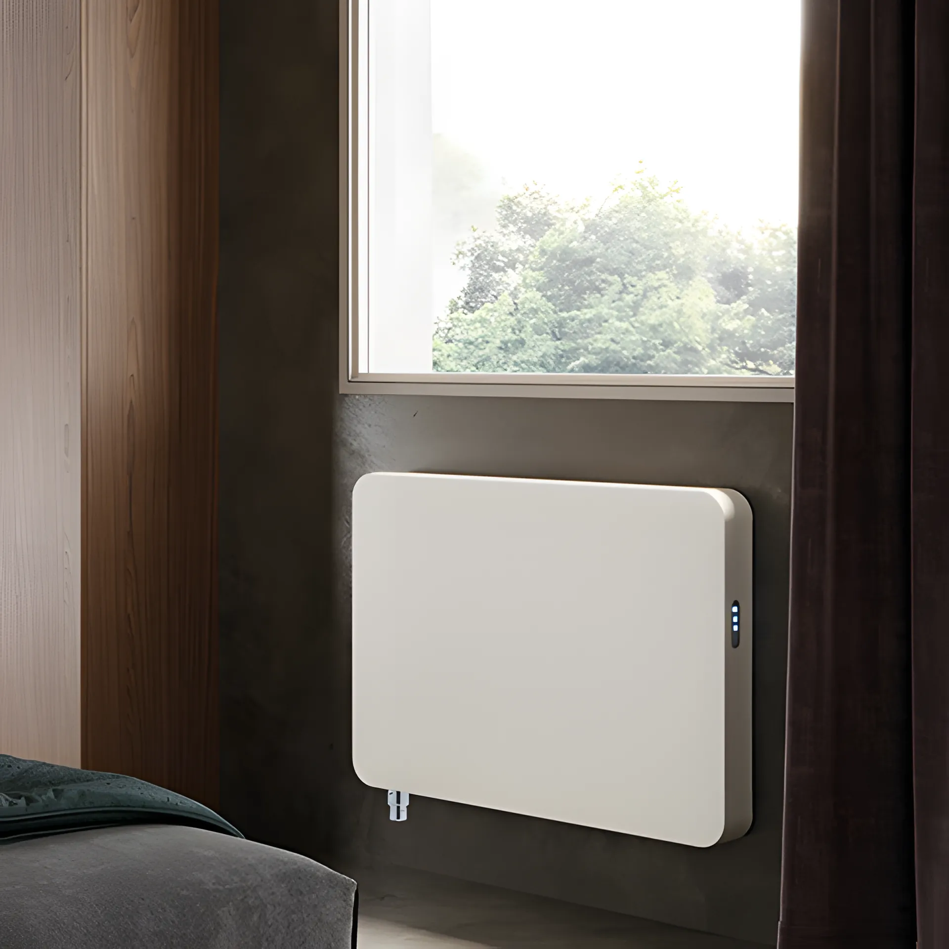 BEMM Relax Style Hybrid Komfort Raumheizkörper Serie RES in Schwarz RAL 9005 mit Ventilation und Touch-Bedienfeld